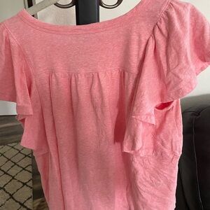 Loft peach dressy tshirt ruffled sleeves size medium
